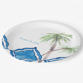 Mediterrane kobalt blauwe Tegel gepersonaliseerde  Papieren Bordje (Gekanteld)