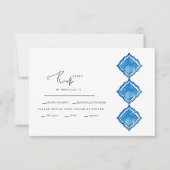 Mediterrane kobalt Blue Tegel Wedding RSVP Kaart (Voorkant)