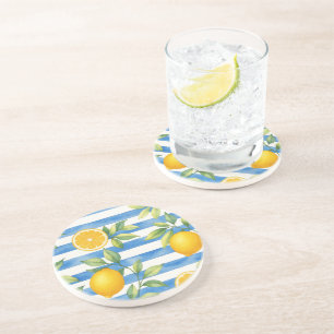 Mediterrane Kunstprint met Zomer Citrus Zandsteen Onderzetter
