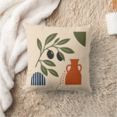 Mediterrane kussen van terracotta amfora met olijf (Deken)