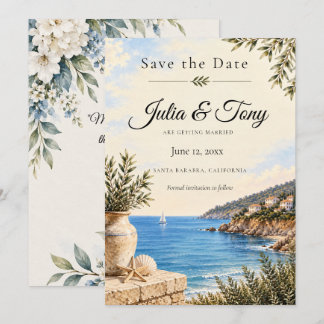Mediterrane kust Save the Date Kaart
