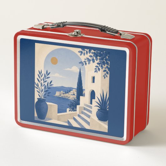 Mediterrane kustboog Navy Blue Lunchbox (Voorkant)
