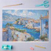 Mediterrane kuststad impressionistische decoupage tissuepapier (Craft)