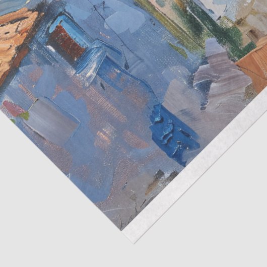 Mediterrane kuststad impressionistische decoupage tissuepapier (Detail)