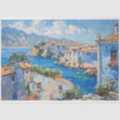Mediterrane kuststad impressionistische decoupage tissuepapier (Voorkant)
