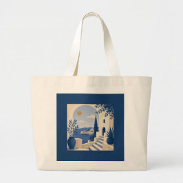 Mediterrane kustvilla scène Elegante boodschappent Grote Tote Bag