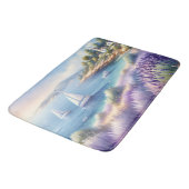 Mediterrane Lavendelkust met zeilboten Badmat (Gekanteld)