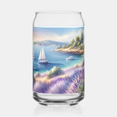 Mediterrane Lavendelkust met zeilboten Blikvorm Glas (Achterkant)