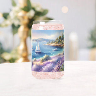 Mediterrane Lavendelkust met zeilboten Blikvorm Glas
