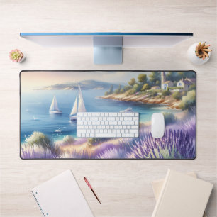Mediterrane Lavendelkust met zeilboten Bureaumat