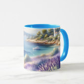 Mediterrane Lavendelkust met zeilboten Mok (Voorkant rechts)