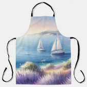 Mediterrane Lavendelkust met zeilboten Schort (Voorkant)