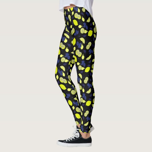 Mediterrane leeuwen Blauwe Zwarte Geel Leggings (Links)