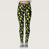 Mediterrane leeuwen Blauwe Zwarte Geel Leggings (Voorkant)