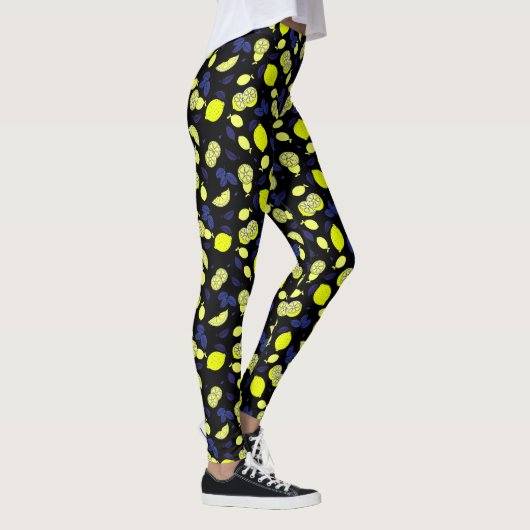 Mediterrane leeuwen Blauwe Zwarte Geel Leggings (Rechts)