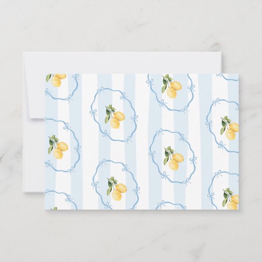 Mediterrane Lemon Blue Bows Dank je wel kaart (Achterkant)