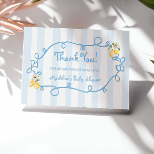 Mediterrane Lemon Blue Bows Dank je wel kaart