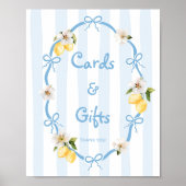 Mediterrane Lemon Blue Bows Kaarten en geschenken Poster (Voorkant)