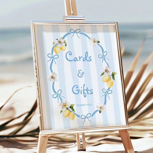Mediterrane Lemon Blue Bows Kaarten en geschenken Poster