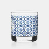 Mediterrane Lemon Blue Tegel Wedding Whisky Glas (Links)