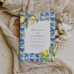 Mediterrane Lemon Citrus bruiloft uitnodiging