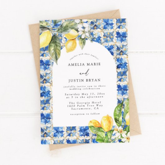 Mediterrane Lemon Citrus bruiloft uitnodiging