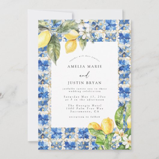 Mediterrane Lemon Citrus bruiloft uitnodiging (Voorkant)