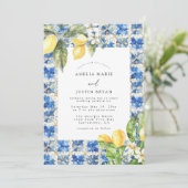 Mediterrane Lemon Citrus bruiloft uitnodiging (Staand voorkant)