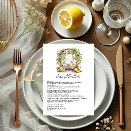 Mediterrane Lemon-Theme Wedding Guest Details Informatiekaartje