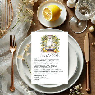 Mediterrane Lemon-Theme Wedding Guest Details Informatiekaartje