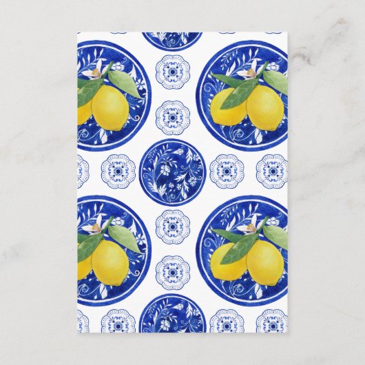 Mediterrane Lemon-Theme Wedding Guest Details Informatiekaartje (Achterkant)