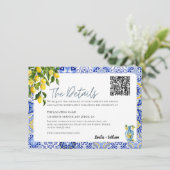 Mediterrane Lemon Wedding Details QR Code Informatiekaartje (Staand voorkant)