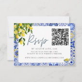 Mediterrane Lemon Wedding QR-code RSVP Kaartje (Voorkant)