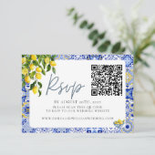 Mediterrane Lemon Wedding QR-code RSVP Kaartje (Staand voorkant)