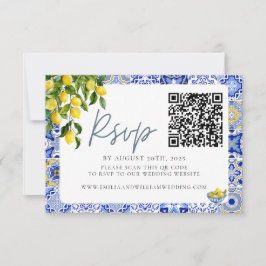 Mediterrane Lemon Wedding QR-code RSVP Kaartje