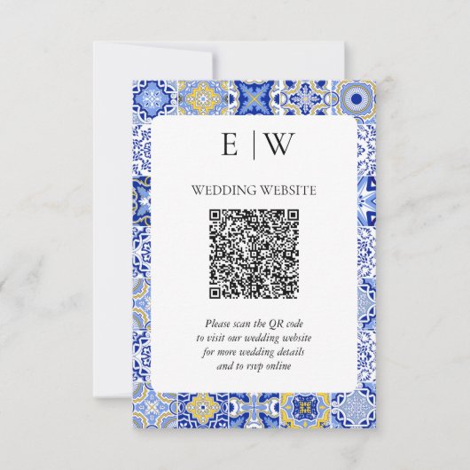 Mediterrane Lemon Wedding QR-code RSVP Kaartje (Voorkant)