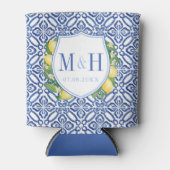 Mediterrane Lemons Blue Tegel Vrijgezellenfeest Pa Blikjeskoeler (Voorkant)