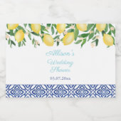 Mediterrane Lemons Blue Tegels Blauwgroen Vrijgeze Likeurfles Etiket (Enkel label)