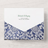 Mediterrane Lemons Portugese Tegels bruiloft All In One Uitnodiging (Achterkant)