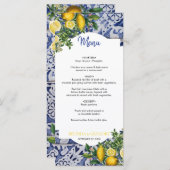Mediterrane Lemons Portugese Tegels bruiloft Menu (Voorkant / Achterkant)