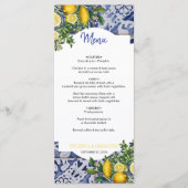 Mediterrane Lemons Portugese Tegels bruiloft Menu (Voorkant)