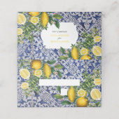 Mediterrane Lemons Portugese Tegels bruiloft Plaatskaartje (Buitenkant ongevouwen)