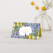 Mediterrane Lemons Portugese Tegels bruiloft Plaatskaartje (Achterkant)