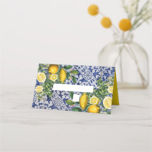 Mediterrane Lemons Portugese Tegels bruiloft Plaatskaartje