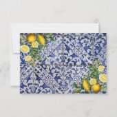 Mediterrane Lemons Portugese Tegels bruiloft RSVP Kaartje (Achterkant)