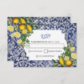 Mediterrane Lemons Portugese Tegels bruiloft RSVP Kaartje (Voorkant / Achterkant)