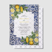 Mediterrane Lemons Portugese Tegels bruiloft Vellum Uitnodigingen (Offset (Uitnodiging))