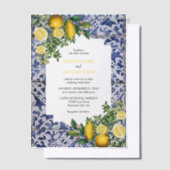 Mediterrane Lemons Portugese Tegels bruiloft Vellum Uitnodigingen (Offset)