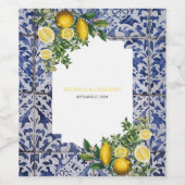 Mediterrane Lemons Portugese Tegels bruiloft Wijn Etiket (Enkel label)