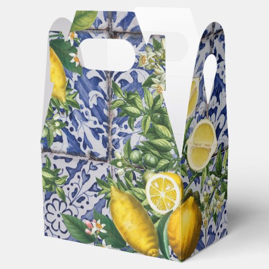Mediterrane Lemons Summer Portugese Tegels Bedankdoosjes (Geopend)